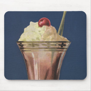 Mousepad Batido de Sorvete Antigo, Creme Chantilly e Cereja