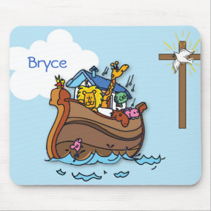 Mousepad Batismo de Bebê de Arca de Noah Personalizável,