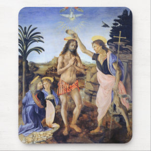 Mousepad Batismo de Cristo por Verrocchio, Leonardo da Vinc