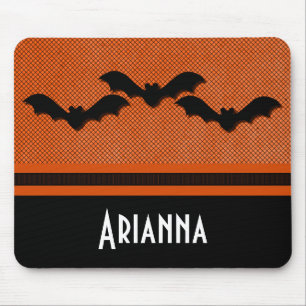 Mousepad Bats Creepy Halloween Mousepad, Orange