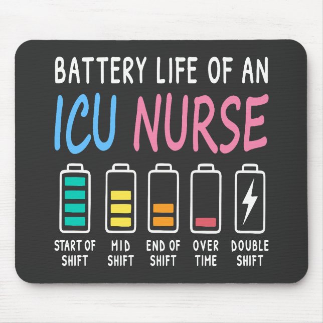 Mousepad Battery life of an ICU nurse humor chart (Frente)