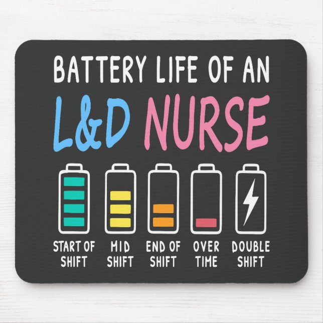 Mousepad Battery life of an L&D nurse humor chart (Frente)