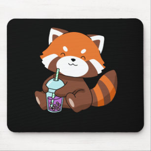 Mousepad Bble Tea Gift Girl Red Panda Boba Tea Bubble Tea