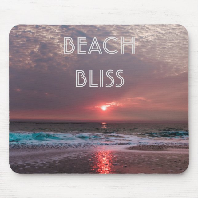 Mousepad Beach Bliss Tropical Paraíso Sunset Editável (Frente)