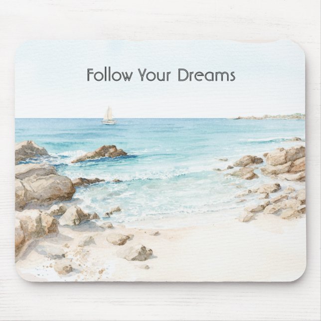 Mousepad Beach Boat Ocean View  (Frente)