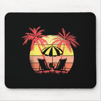 Mousepad Beach Chairs Parasol Summer Sunset 80s Palm Tree
