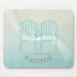 Mousepad Beach House Adirondack Chairs Aqua Blue ID623