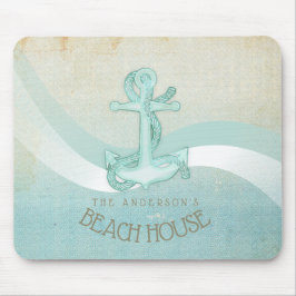 Mousepad Beach House Anchor Náutico e Corda Aqua ID623