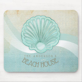 Mousepad Beach House Clam Shell Aqua Blue ID623