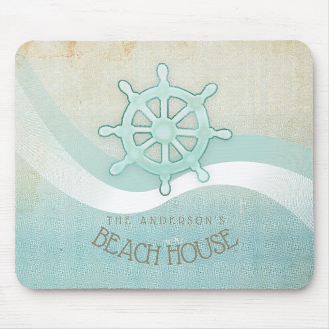 Mousepad Beach House Náutica Boat Helm Aqua Blue ID623 (Frente)