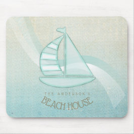 Mousepad Beach House NMaritime boat Aqua Blue ID623