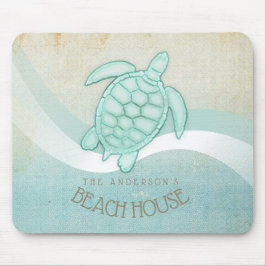 Mousepad Beach House NMaritime Turtle Aqua Blue ID623