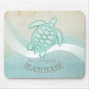 Mousepad Beach House NMaritime Turtle Aqua Blue ID623