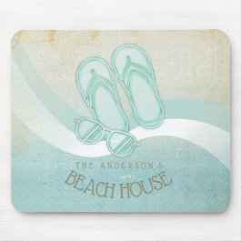 Mousepad Beach House Óculos de sol e Chinelos Aqua ID623