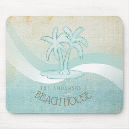 Mousepad Beach House Palm Trees Aqua ID623