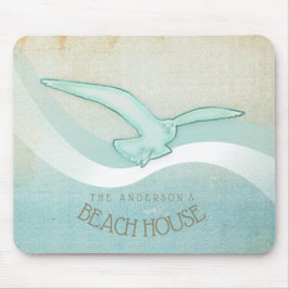 Mousepad Beach House Seagull Aqua Blue ID623