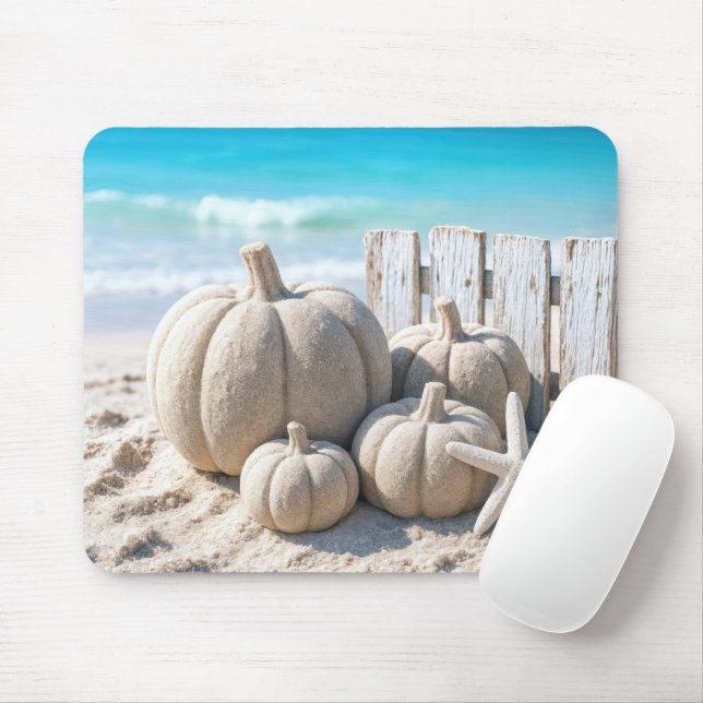 Mousepad Beach Sand Pumpkins and Starfish (Com mouse)