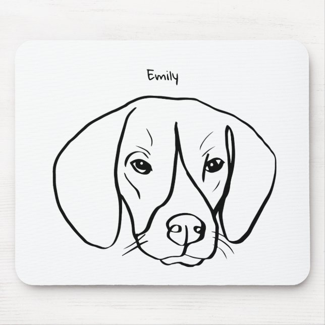 Mousepad Beagle Artístico: Pad de Mouse de Texto Personaliz (Frente)