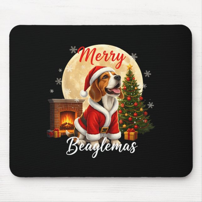 Mousepad Beagle Christmas Beagle Costume Beagle Xmas Merry  (Frente)