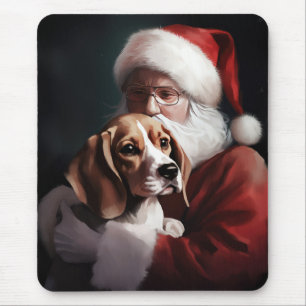Mousepad Beagle Com Papai Noel Natal Festivo