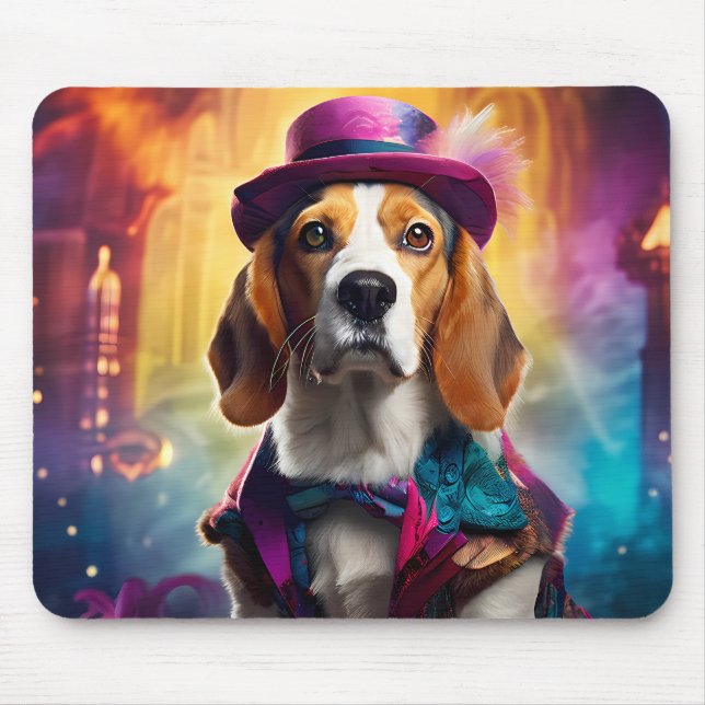 Mousepad Beagle em fantasia vibrante (Frente)