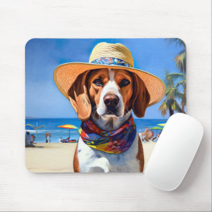 Mousepad Beagle on Beach, presente de verão para amantes de