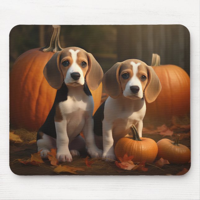 Mousepad Beagle Puppy Autumn Delight Pumpkin (Frente)