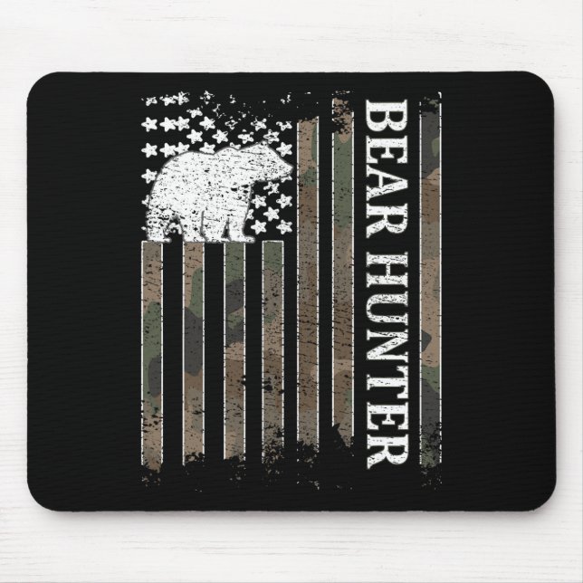 Mousepad Bear Hunter American Flag Bear Hunting Lover 1 (Frente)