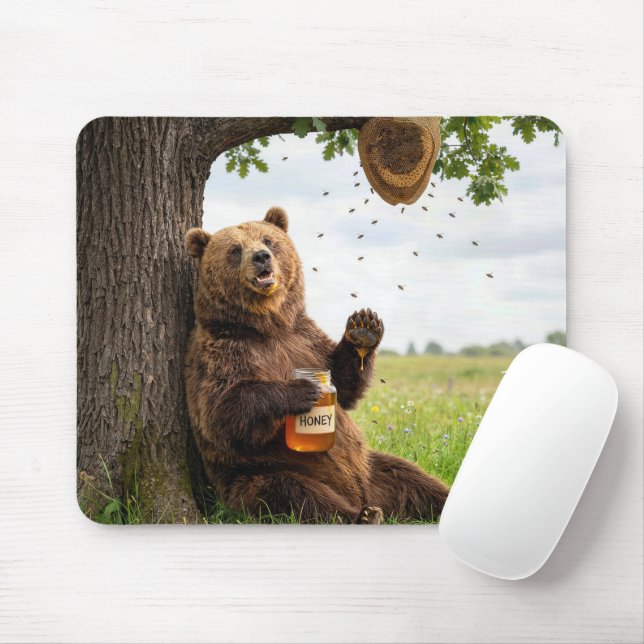 Mousepad Bear With a Jar of Honey (Com mouse)