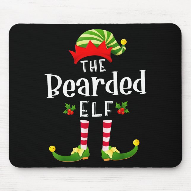 Mousepad Bearded Christmas Elf Matching Pajama X-mas Party  (Frente)