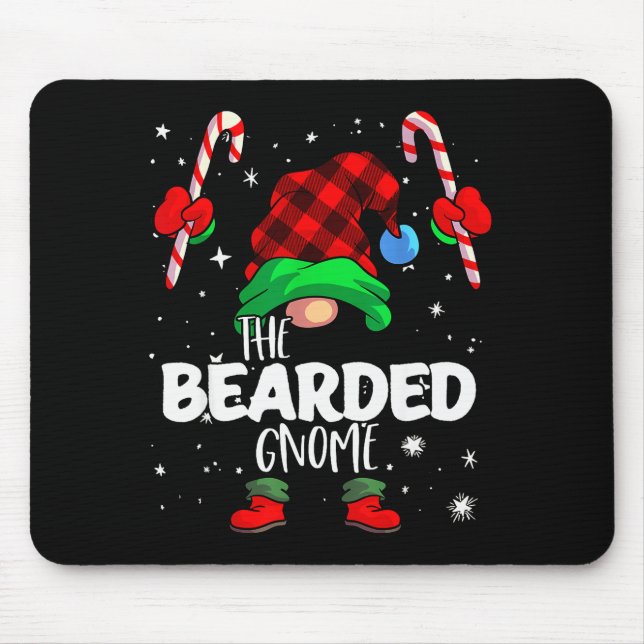 Mousepad Bearded Gnome Red Buffalo Plaid Matching Family Ch (Frente)
