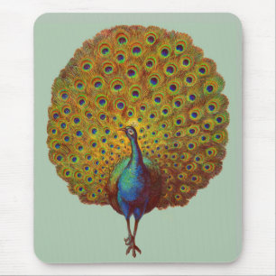 Mousepad beautiful Victorian peacock print