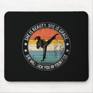 Mousepad Beauty Grace She'll Kick Your Face Martial Arts Ka