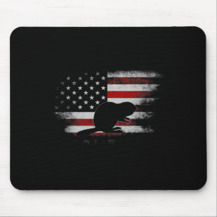Mousepad Beaver Animais 4 De Julho Nos Estados Unidos Flag