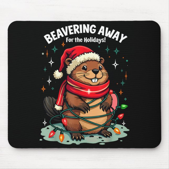 Mousepad Beavering Away For The Holidays Christmas Santa Be (Frente)