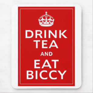 Mousepad Beba o chá e coma o divertimento de Ingleses do ~