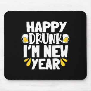 Mousepad Bêbado Feliz Ano Novo Engraçado Cerveja Réveillon