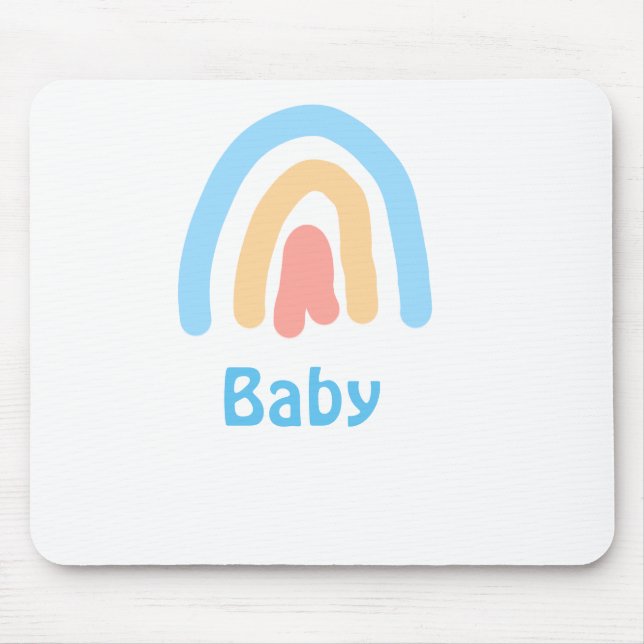 Mousepad bebê arco-íris laranja azul adicionar texto nome (Frente)