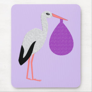 Mousepad Bebê Cegonha Neutro em Roxo