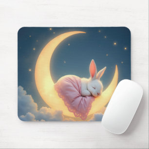 Mousepad Bebê coelho dormindo em lua