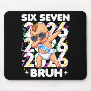 Mousepad Bebê de Ano Novo 2026 Seis Sete Bruh Engraçado Leg