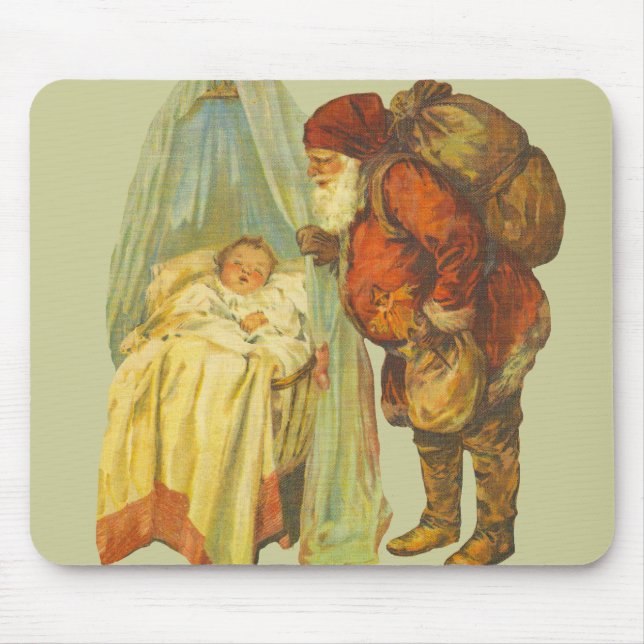 Mousepad Bebê de Natal Papai Noel Vintage (Frente)
