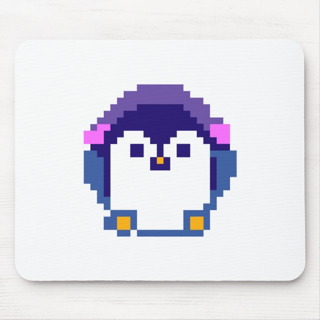 Mousepad Bebê de pinguim pixelado fofo (Frente)