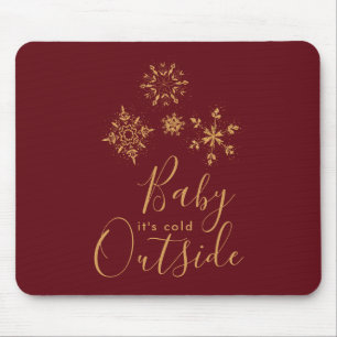 Mousepad Bebê é Frio Fora do Ouro Flocos de Neve