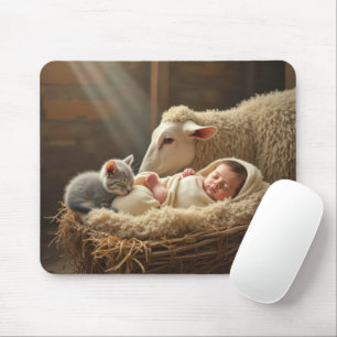 Mousepad Bebê e Kitten em um Armário do Celeiro