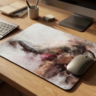 Mousepad Bebê Elefante Asiático Fofo e Jovial em Aquarela