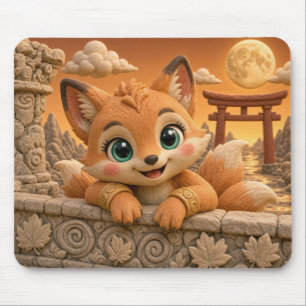 Mousepad Bebê Kitsune Fofo, Mitológico