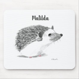 Mousepad Bebê ouriço animal bonitinho nome aquarela