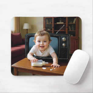 Mousepad Bebê Saindo de uma Televisão Antiga