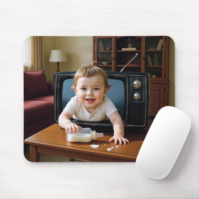 Mousepad Bebê Saindo de uma Televisão Antiga (Com mouse)